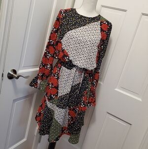 Libby Edelman Floral Patchwork Dress Size Medium, colorful